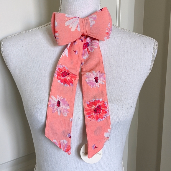 LoveShackFancy Lorna Floral Bow Barrette Hair Accessorie Coral Blaze main image 12